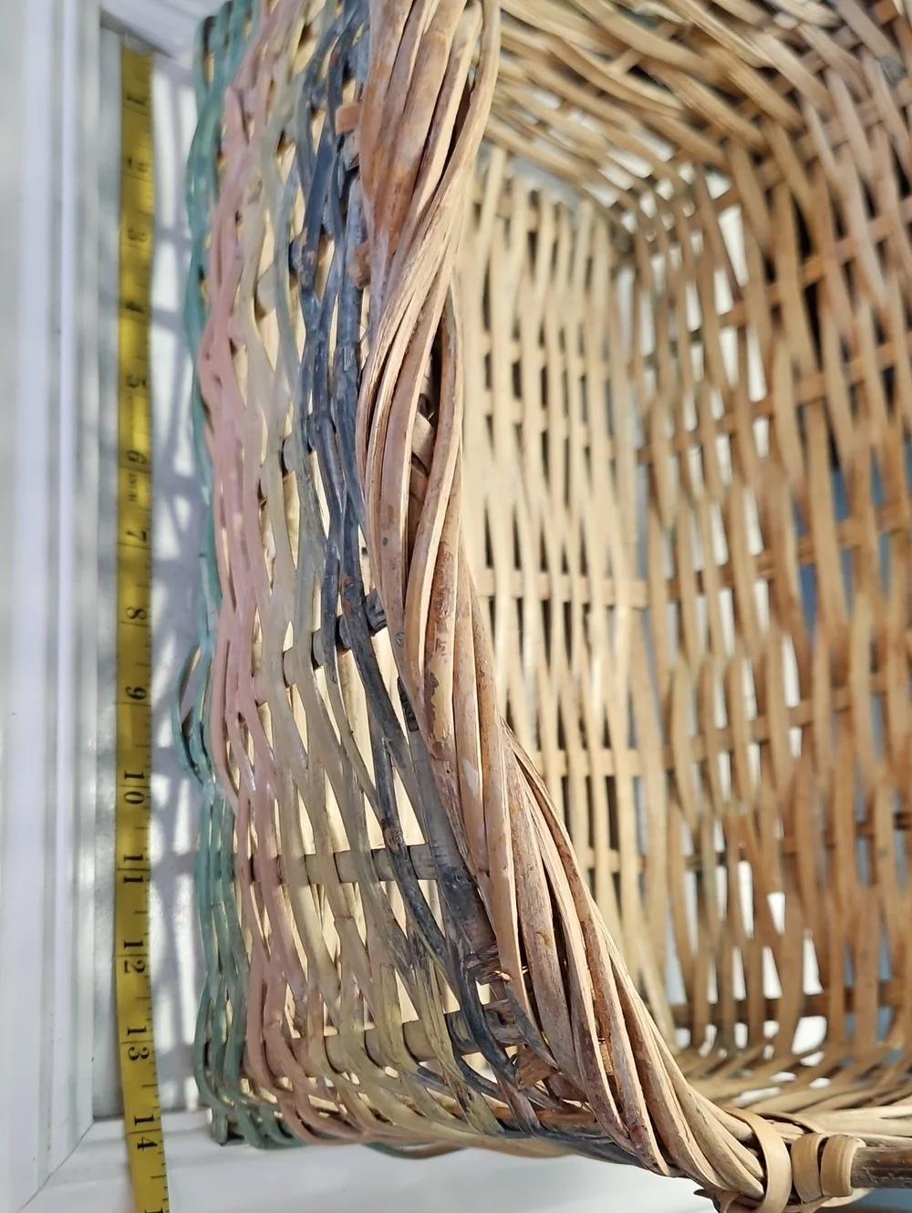 Woven Natural and Pastel Rectangular Storage Basket Set